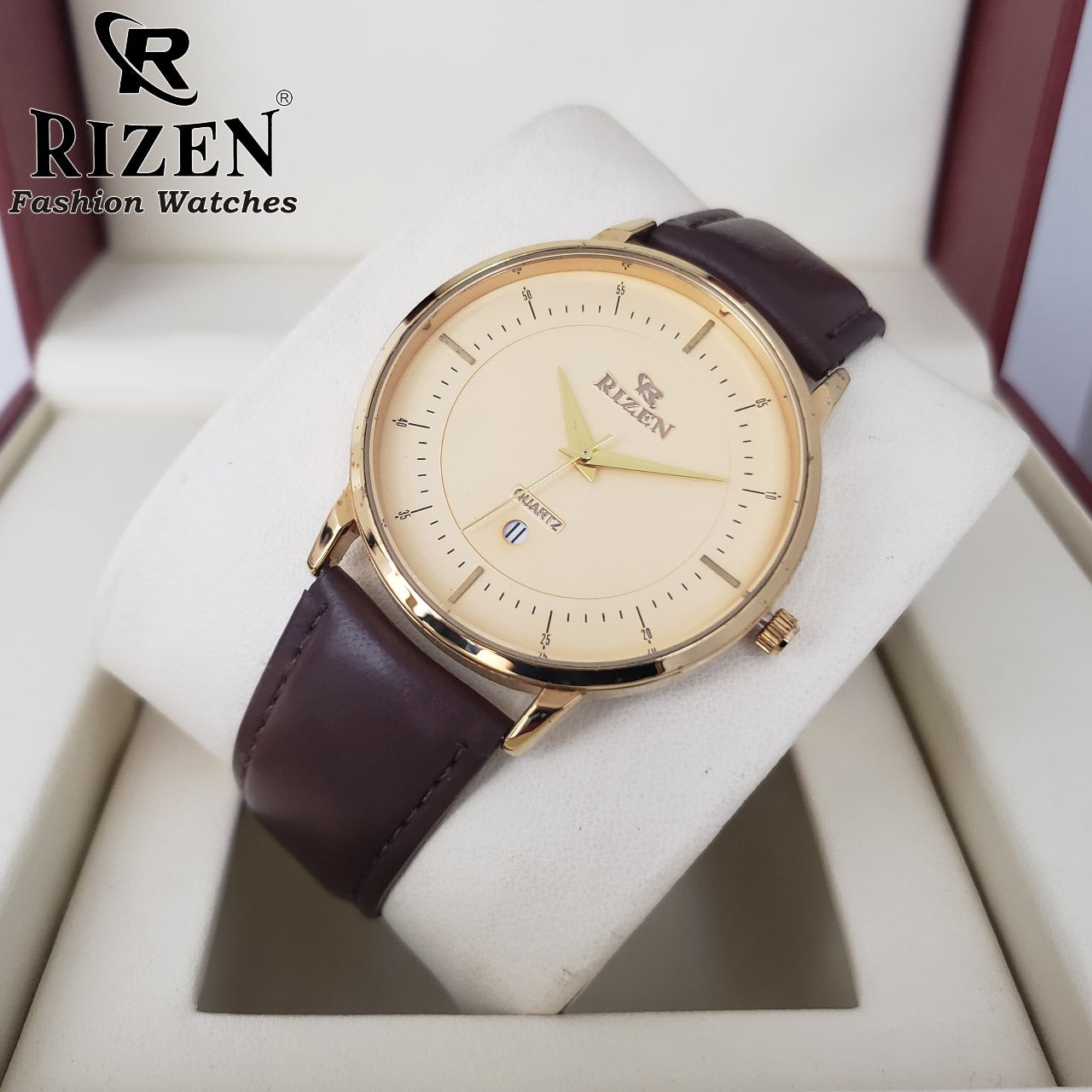 Rizen Brand Leather Strap Watches