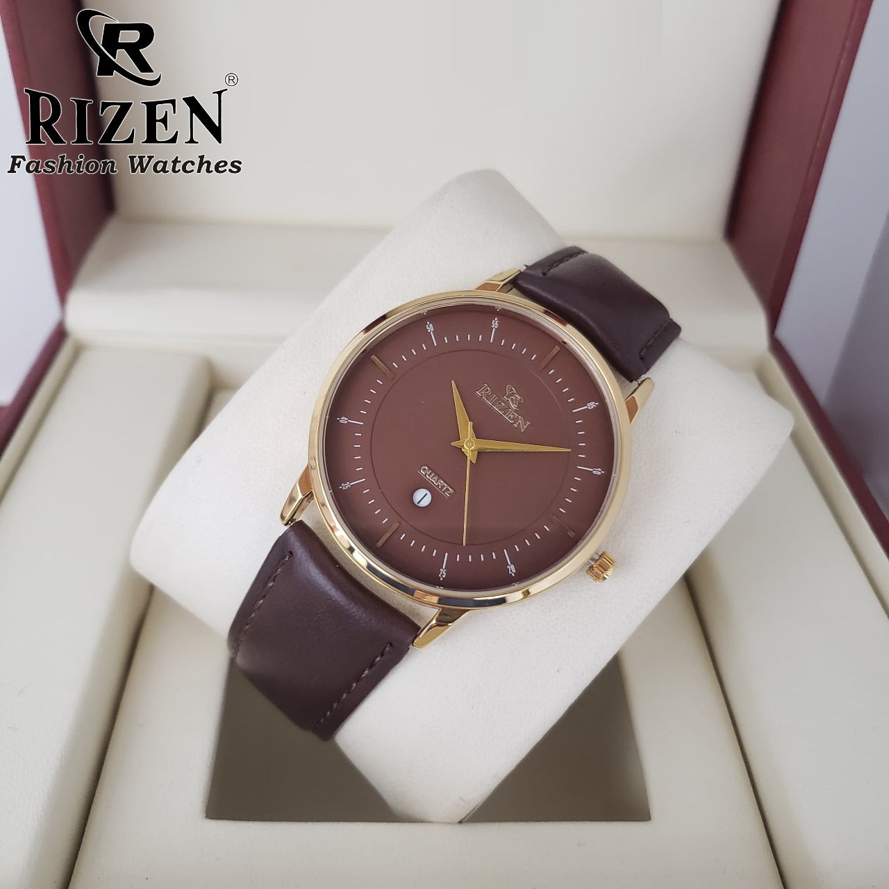 Rizen Brand Leather Strap Watches